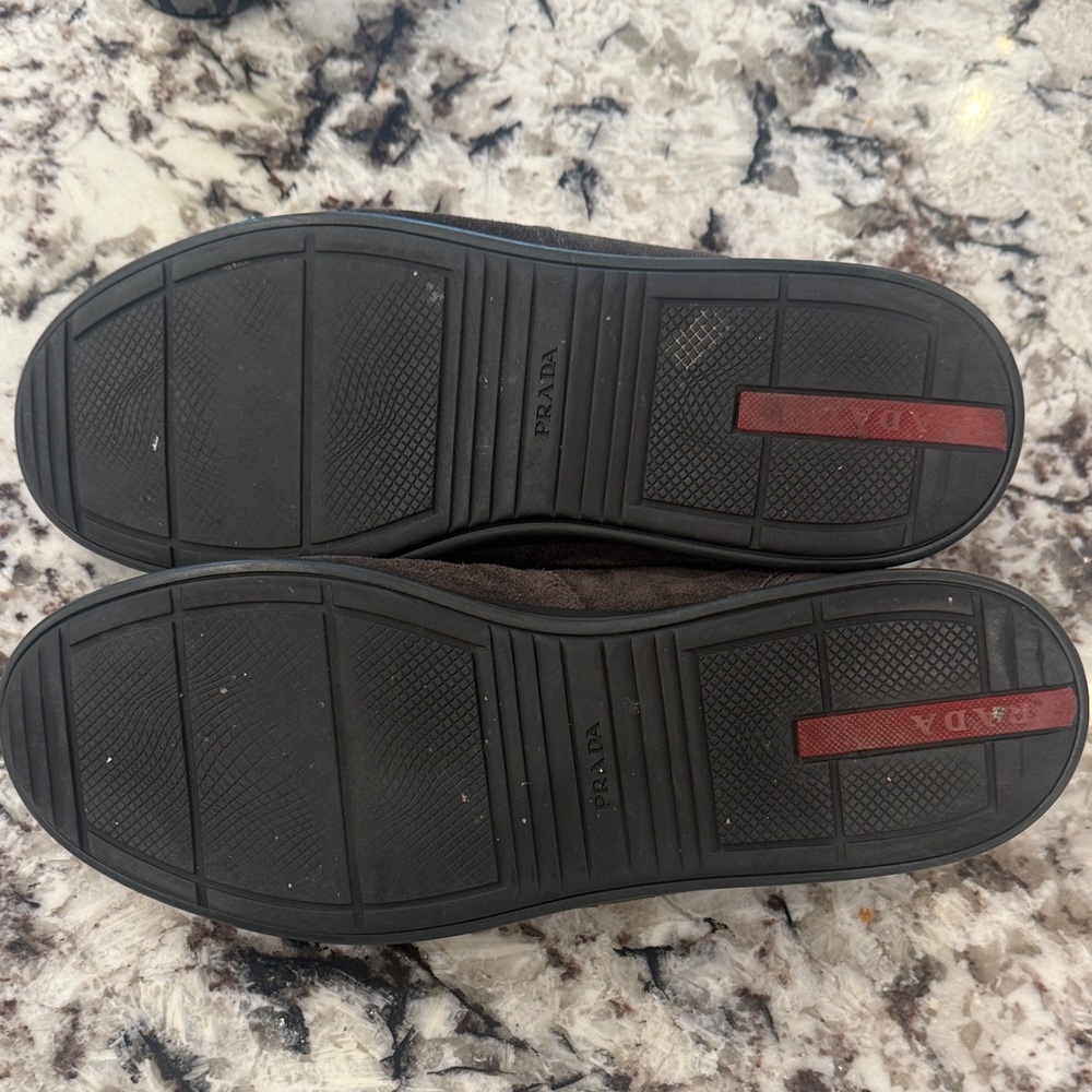 Prada Men's Black/Gray Suede Sneakers - Picture 7 of 8